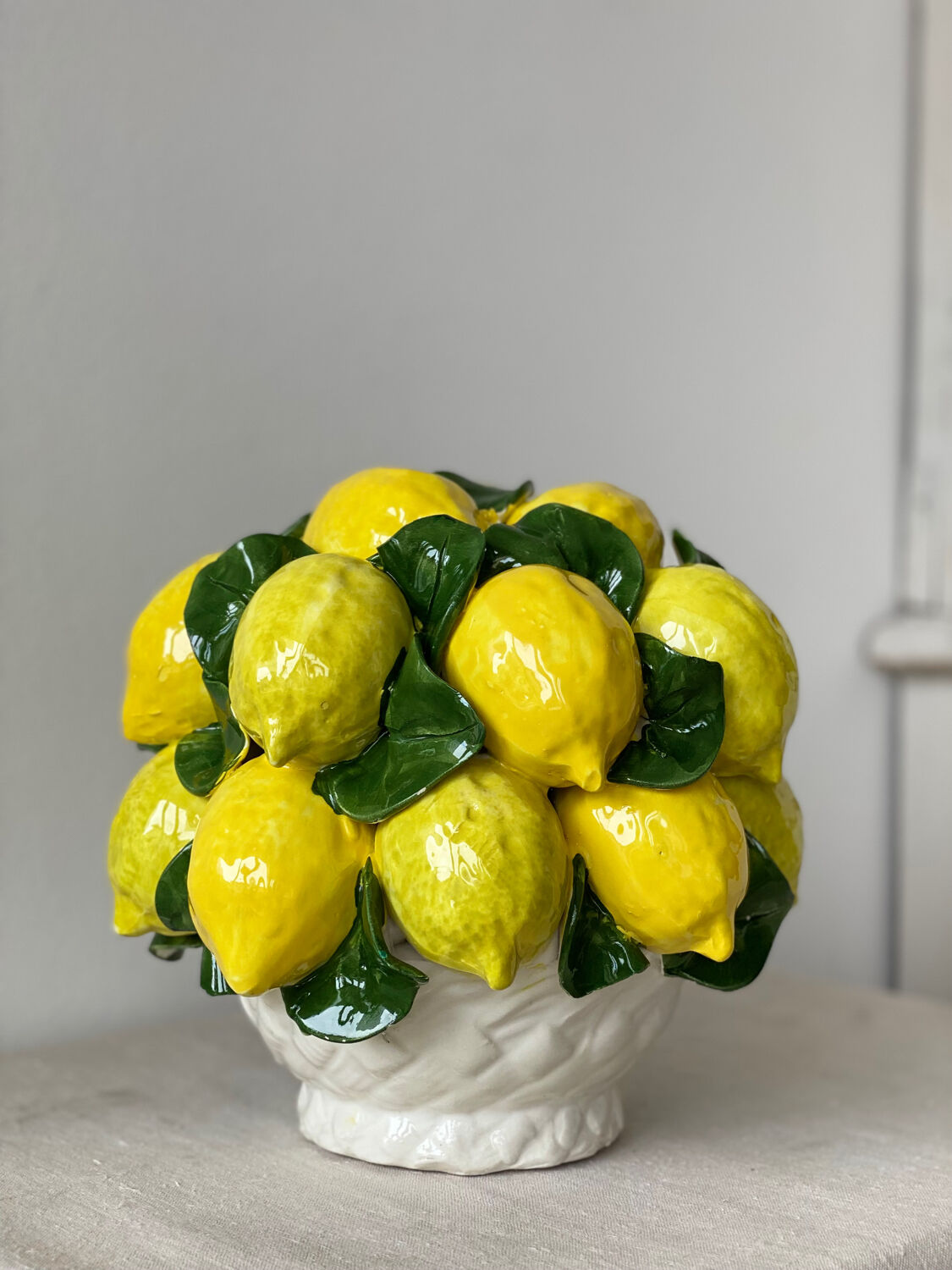 Barbotine trompe-l’œil panier de citrons