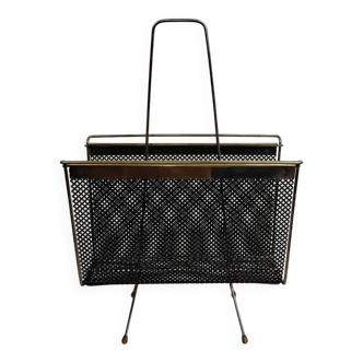 Vintage gold magazine rack from the 1960s.