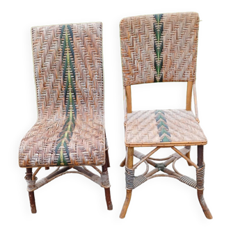 2 Rattan Chairs and Chestnut Slats