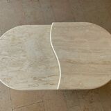Travertine table with two turntables