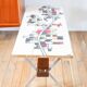 Ceramic coffee table, chrome and teak legs, Space Age, signed, 1970.