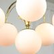 Vintage Golden & Opaline Glass 5-Arm Chandelier, 70s