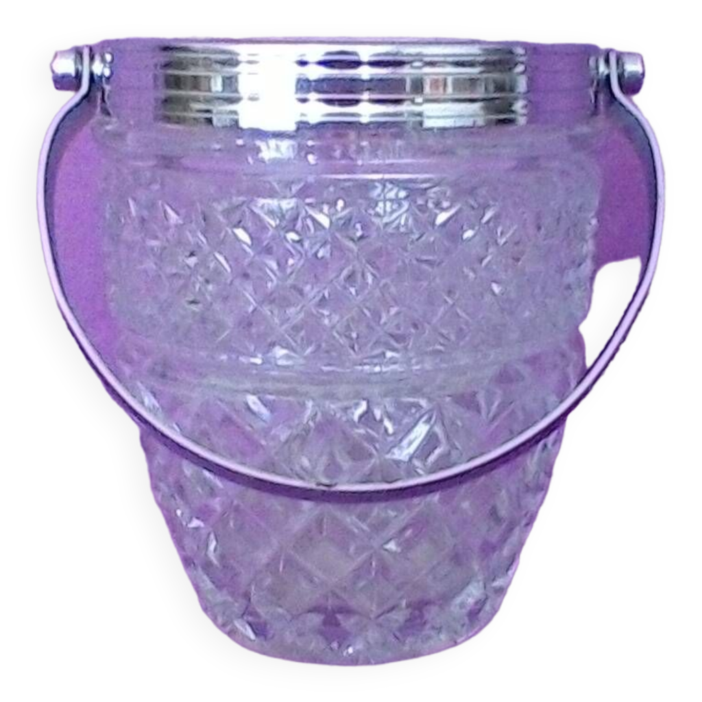 Seau à Glace En Cristal Bohème Vintage 50-60 – Style Saint Louis – Hauteur 14,5 Cm