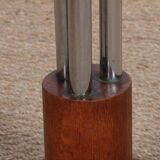 Modernist side table in chromed metal and oak, 1930