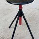 Vintage round stool with adjustable screw black and red 1970