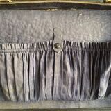 Small black grained leather travel suitcase from the 1920s