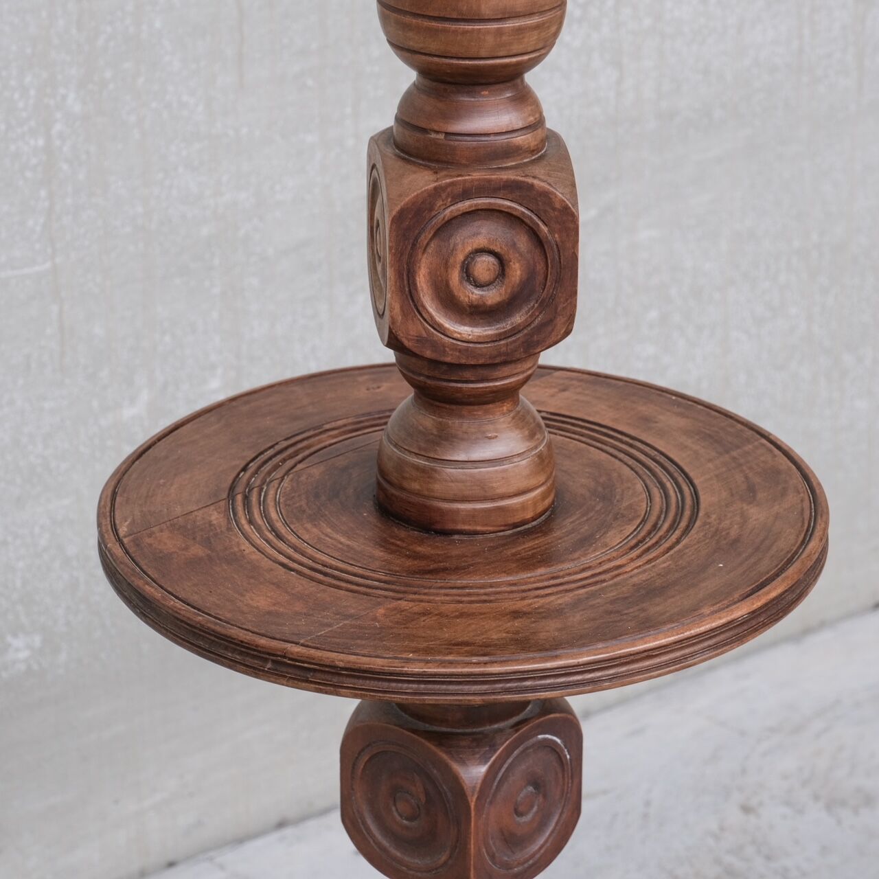 Geometric style oak french mid-century floor light