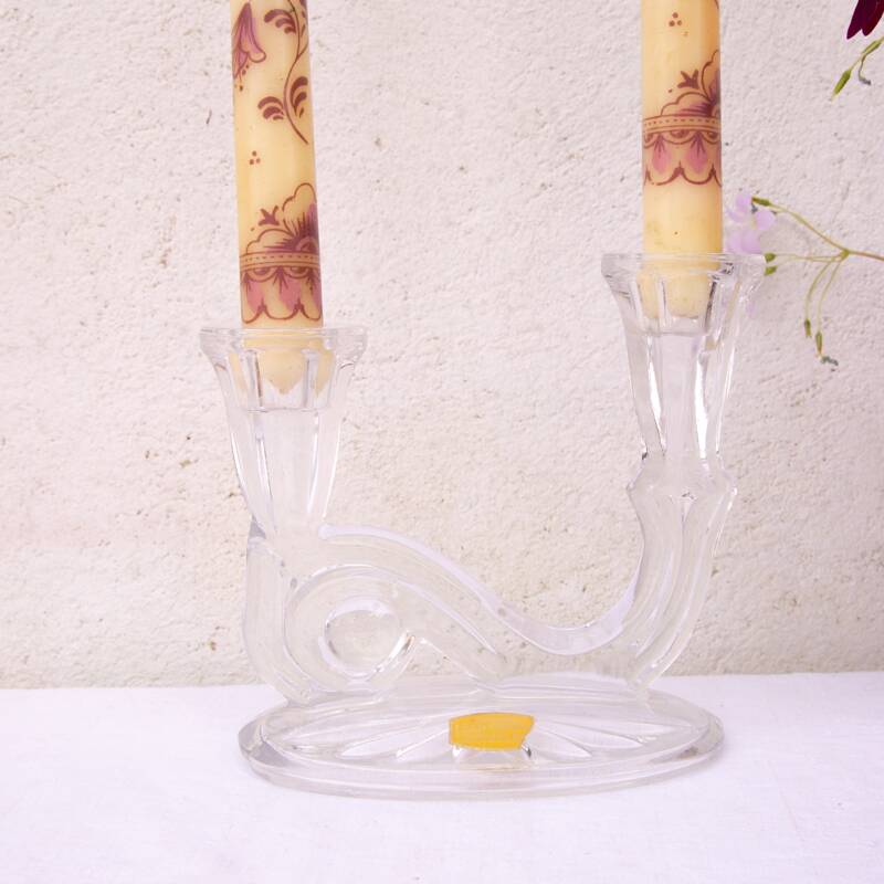 west Germany double glass candle holder