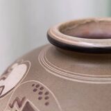 Beige Ceramic Vase by Cianciolo Noma Messina, 1960s Mid-Century Signed Italian Studio Vase