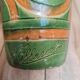 Art Deco vase / goblet by Satre & Vallin "nillavertas" in green and ochre glazed ceramic.