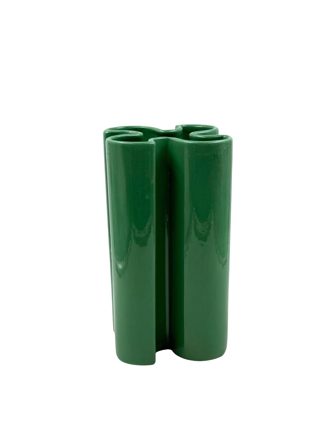 Franco Bettonica, Space age green ceramic vase, Gabbianelli Italy ca. 1970s