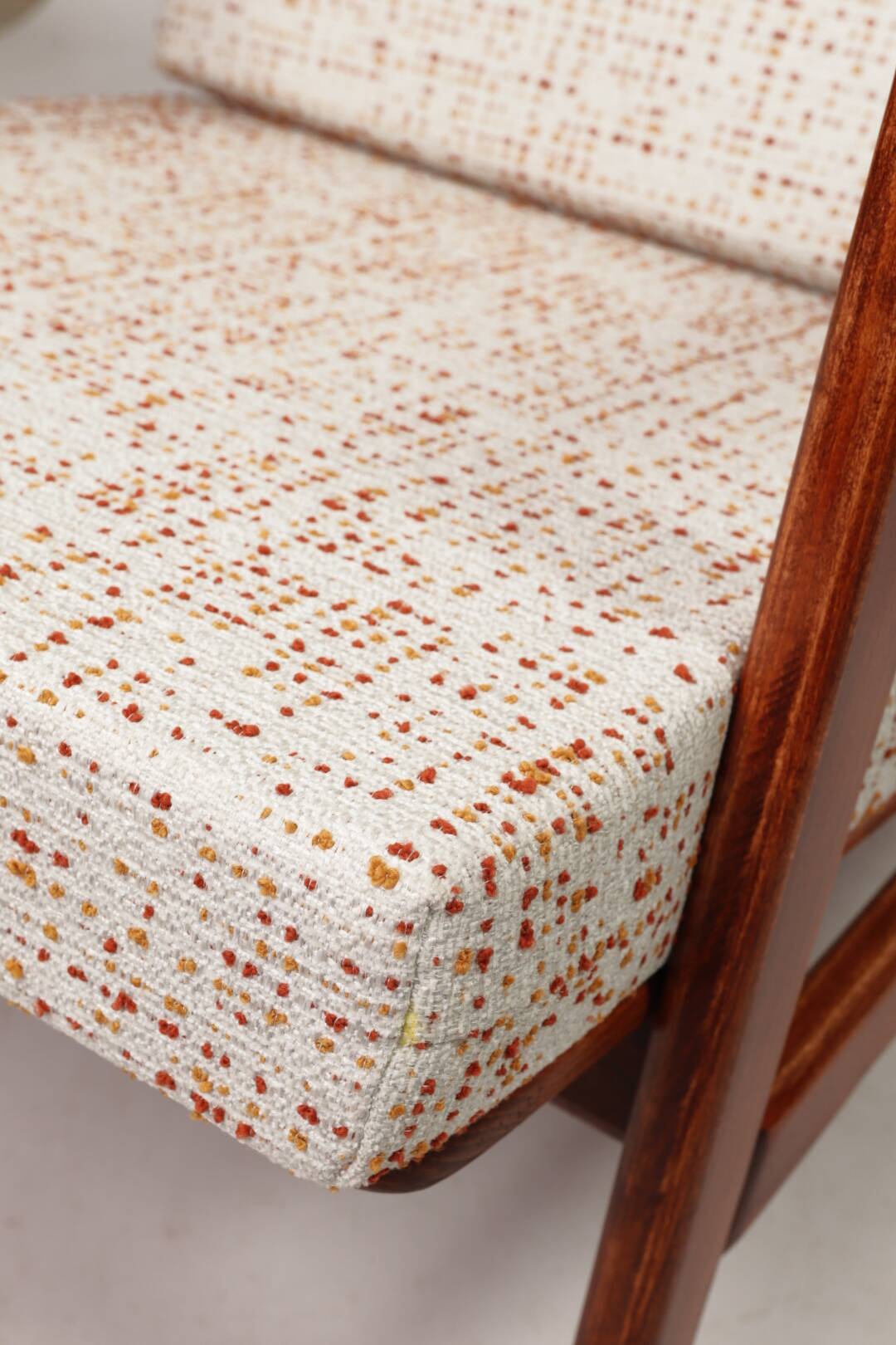 Scandinavian Vintage Armchair With Upholstery Bouclè Cushions Mid Century Design