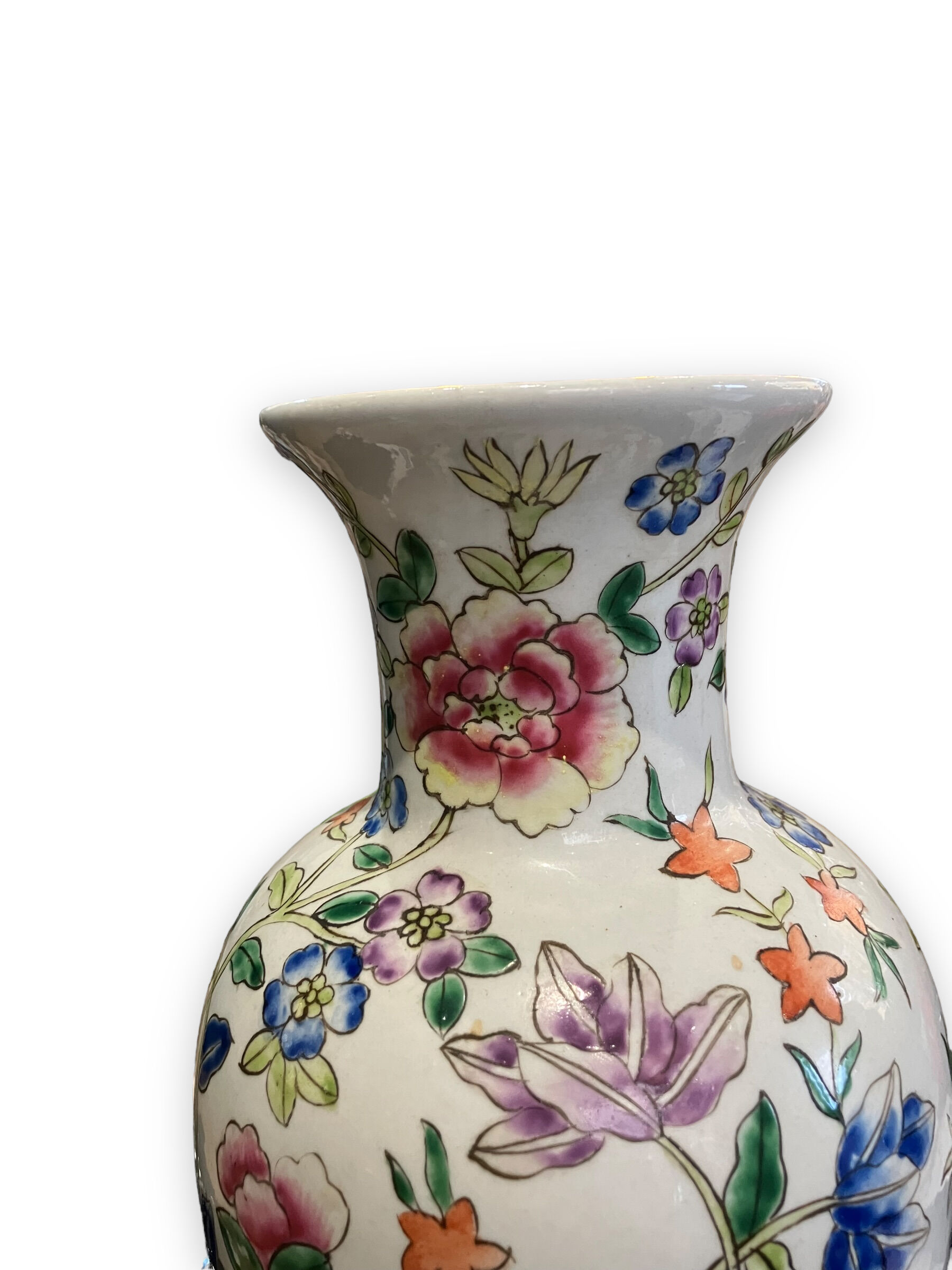 China porcelain vase painted floral decor