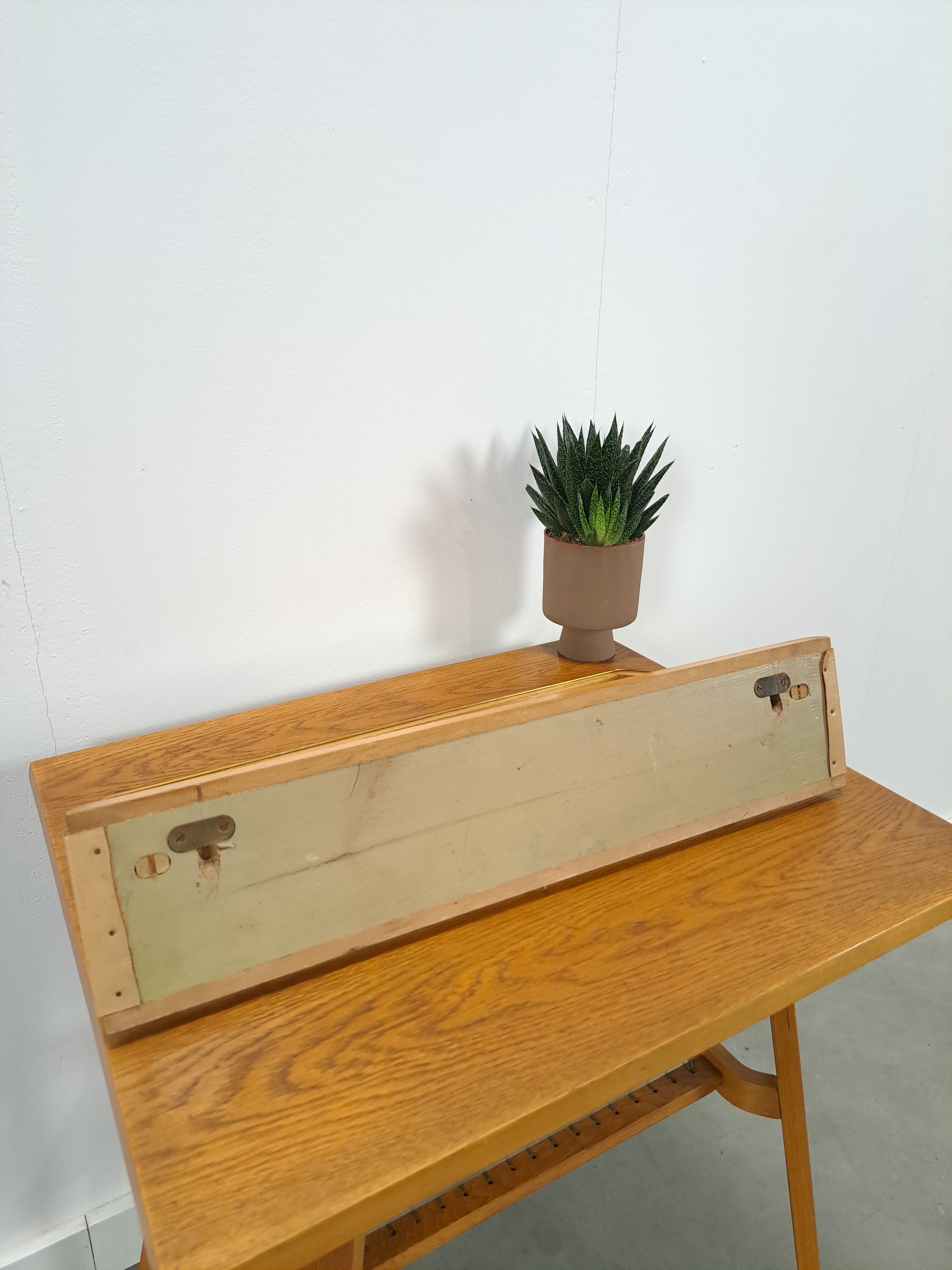 Wall coat rack with brass and leather vintage