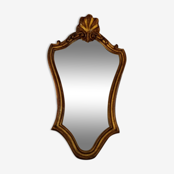 Miroir doré style Louis XV rocaille 56,5 x 33 cm