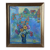 Oil painting on cardboard signed, dimensions: height - 88 cm, width - 75 cm.