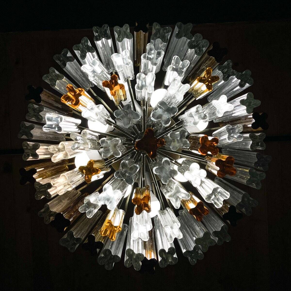 Crystal prism chandelier in Murano glass by Venini, 1970s.