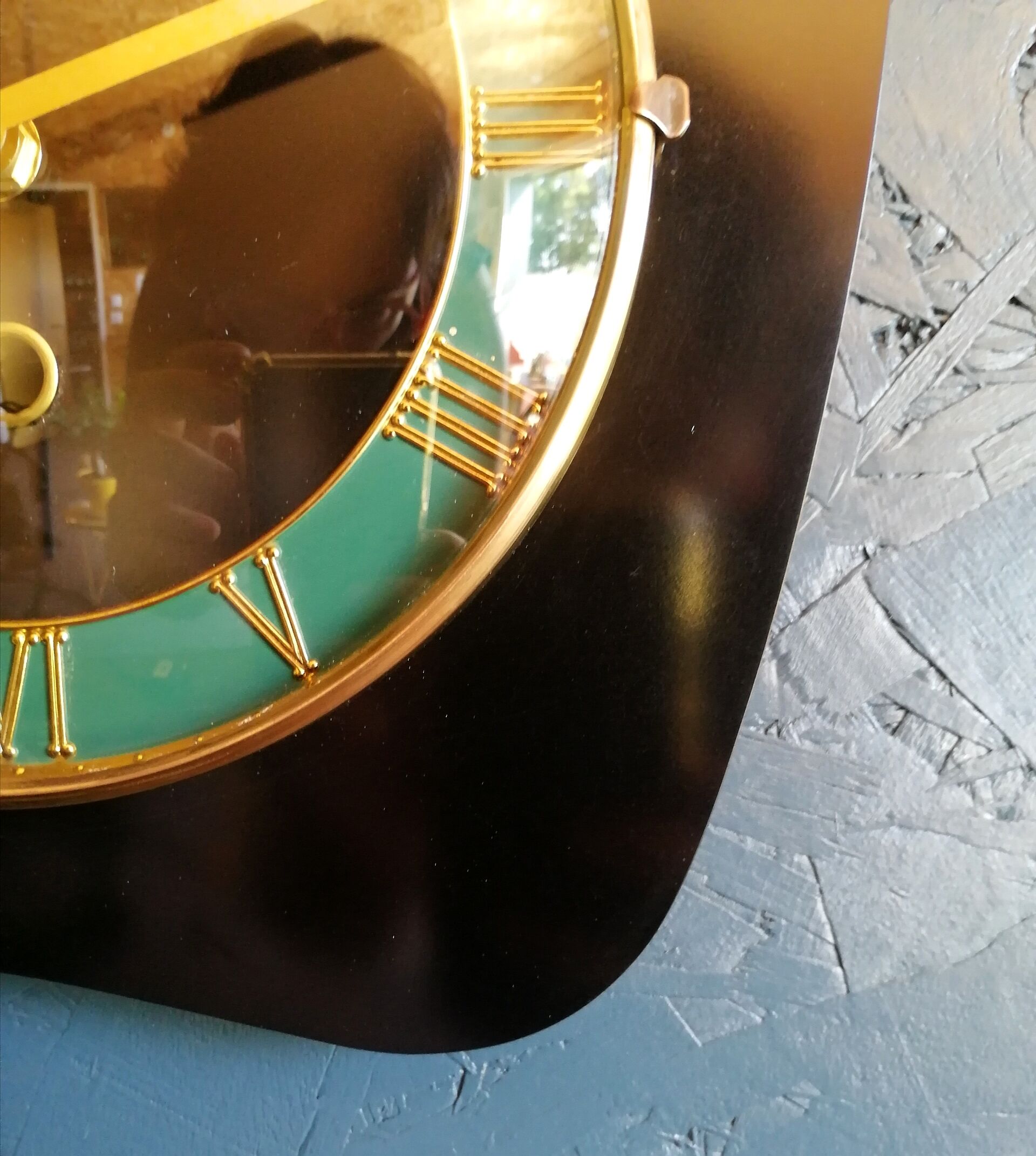 Clock vintage formica silent wall clock "ffr black and green"