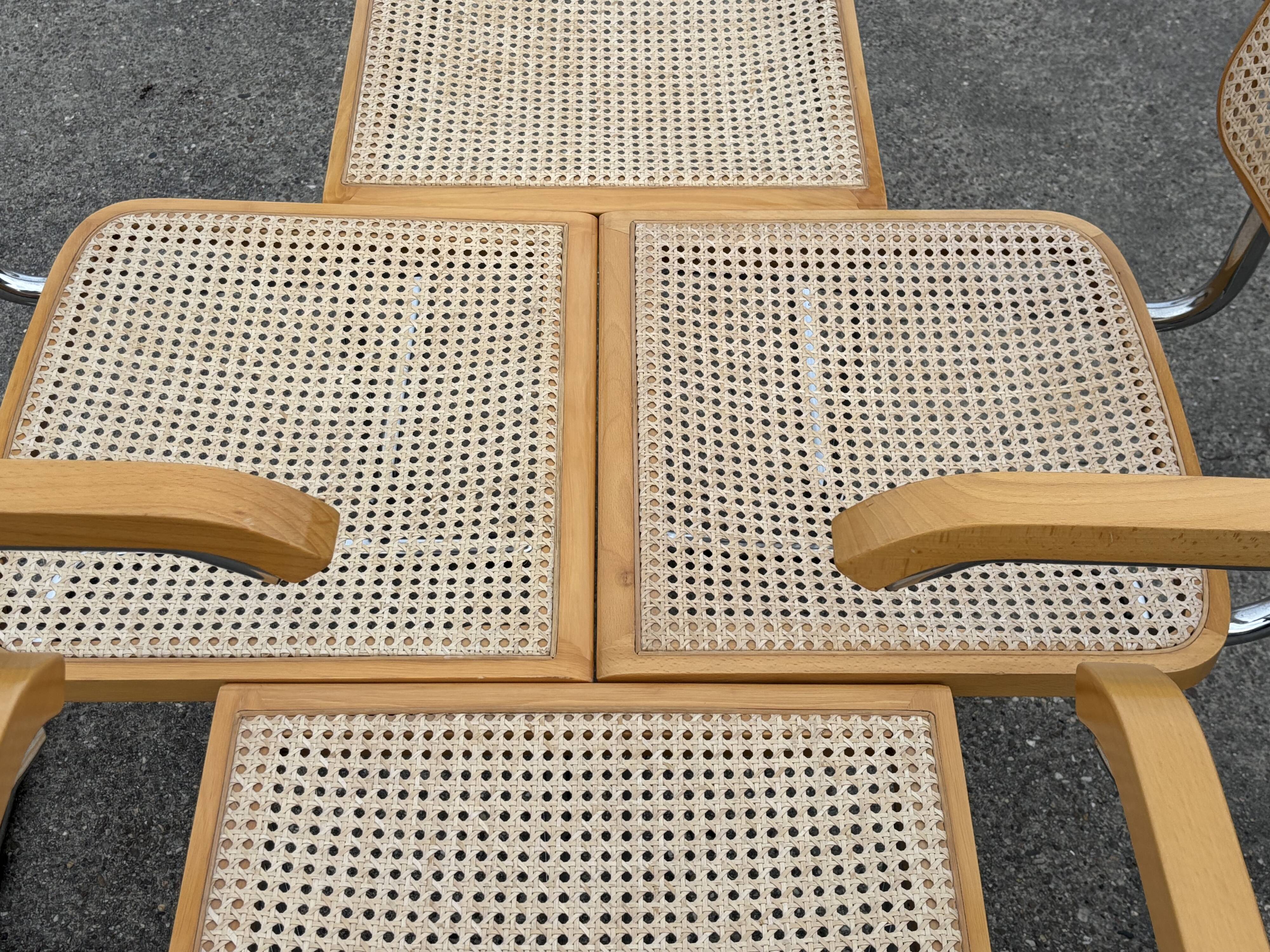 Set of 4 Cesca chairs model B64 with armrests Cesca Marcel breuer design