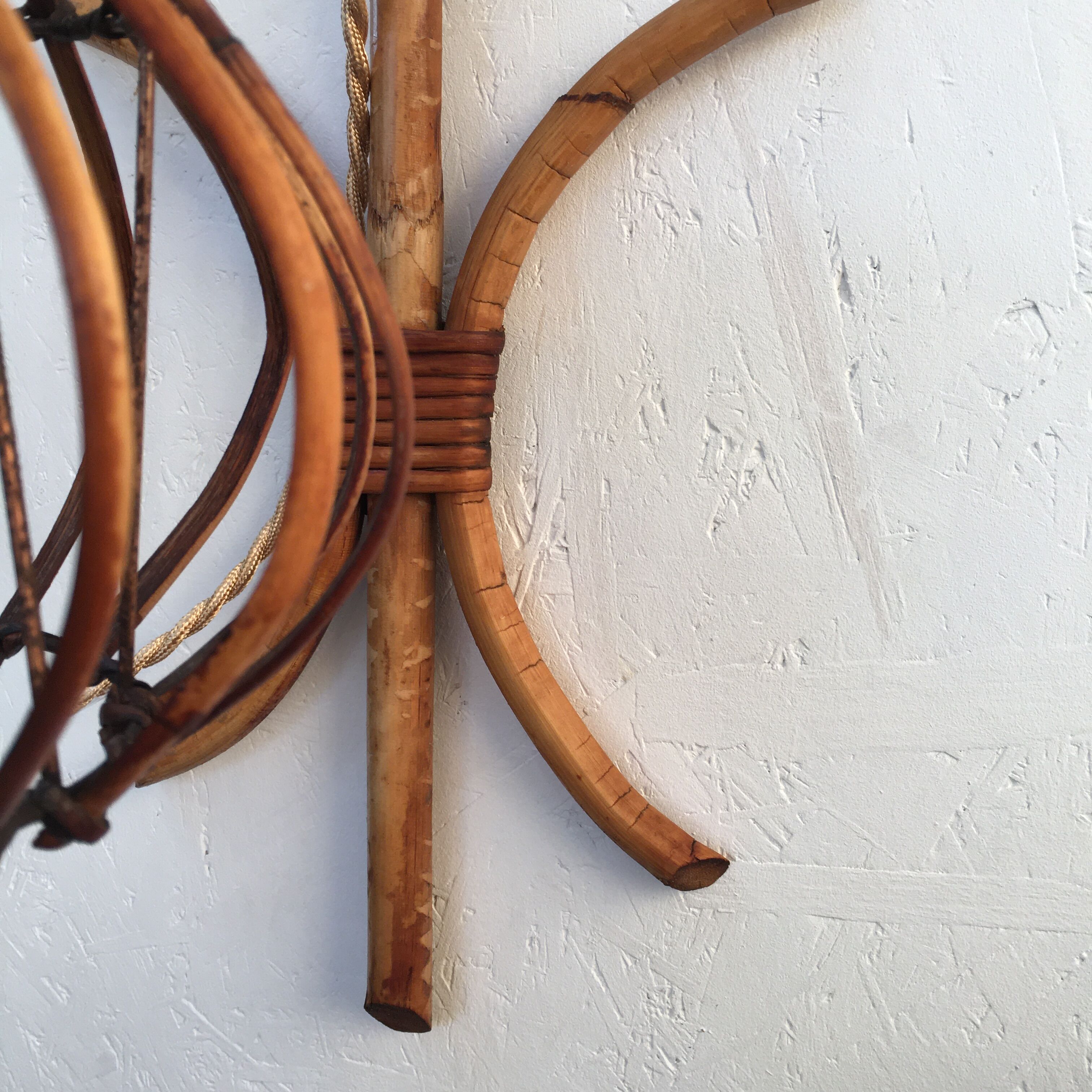 Pair of 60s rattan wall light