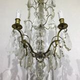 4 light bronze and crystal chandelier