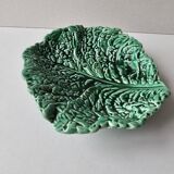 Ceramic bowl empty pocket green cabbage leaf Sarreguemines Years