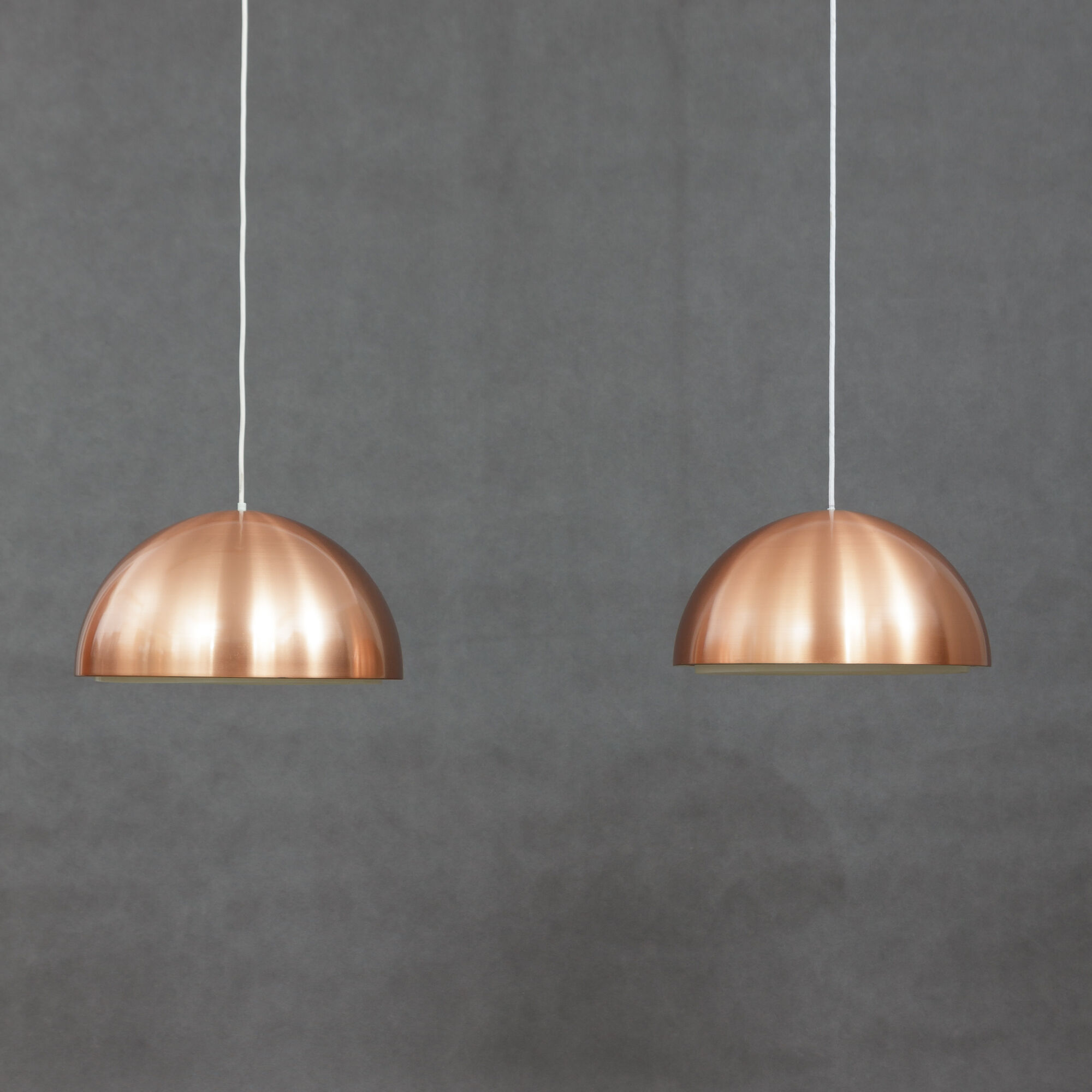 Pair of Danish copper hanging lamp