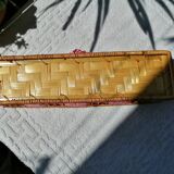 Basket in rattan or Wicker and vintage red gingham fabrics