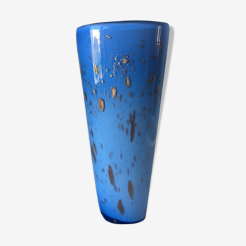 Vase Murano bleu et or