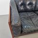 Mid-Century Modern Scandinavian Monte Carlo Sofa in Black Leather and Wood by Ingvar Stockum, 1965