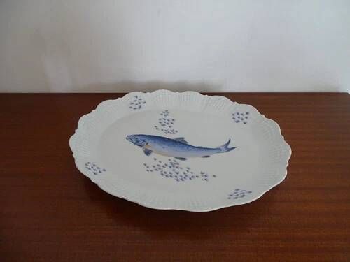 Fish plate limoges "corail la mer" porcelain a. giraud & cie sauviat