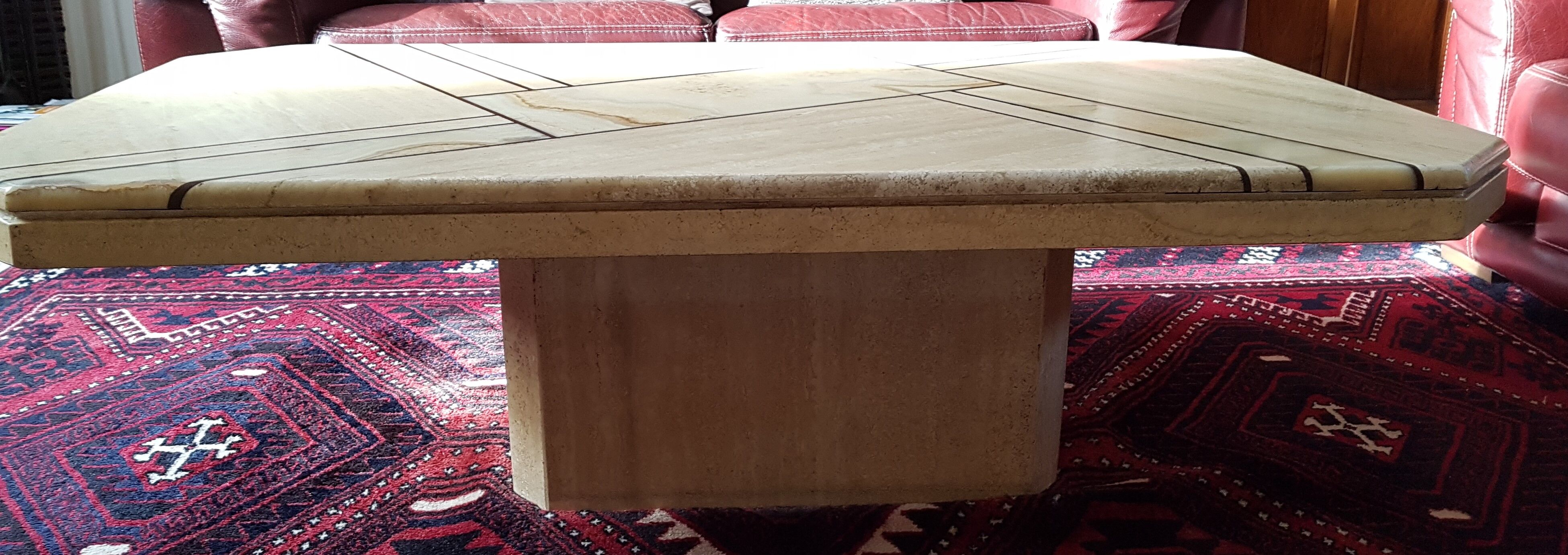 Travertine coffee table