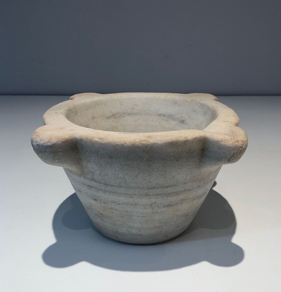 White Marble Mortar with Fluting, 18th Century