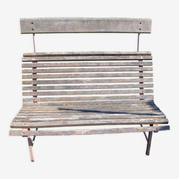 Garden bench wooden slats with headrest