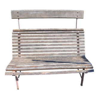 Garden bench wooden slats with headrest