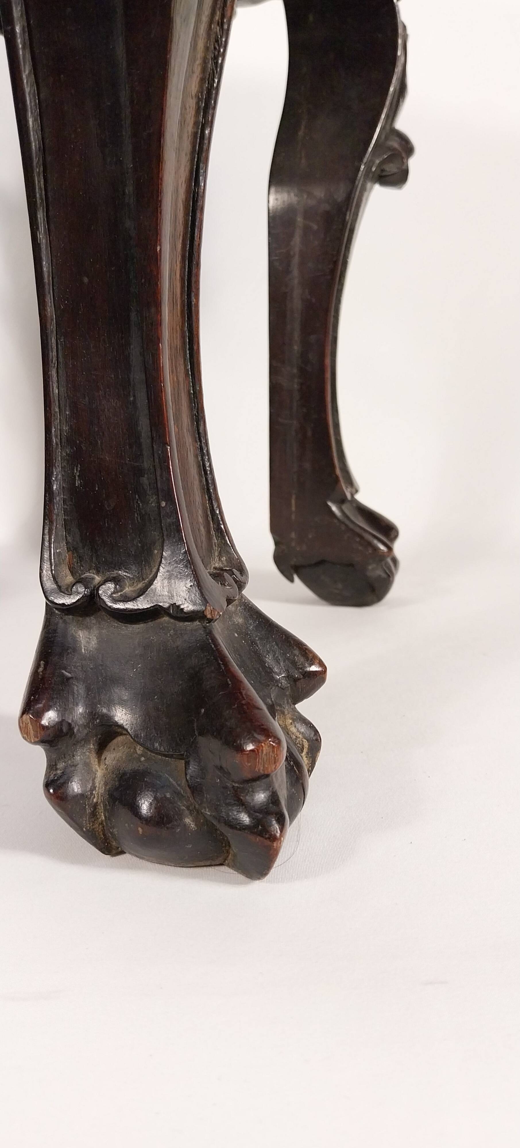 China, 19th century ironwood and marble pedestal coffee table