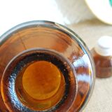 Amber Glass Carafe with Vintage Stopper