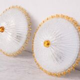 Set of 2 Italian Yellow Large Size Murano Glass Ceiling Fixture, Murano, 19