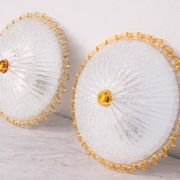 Set of 2 Italian Yellow Large Size Murano Glass Ceiling Fixture, Murano, 19