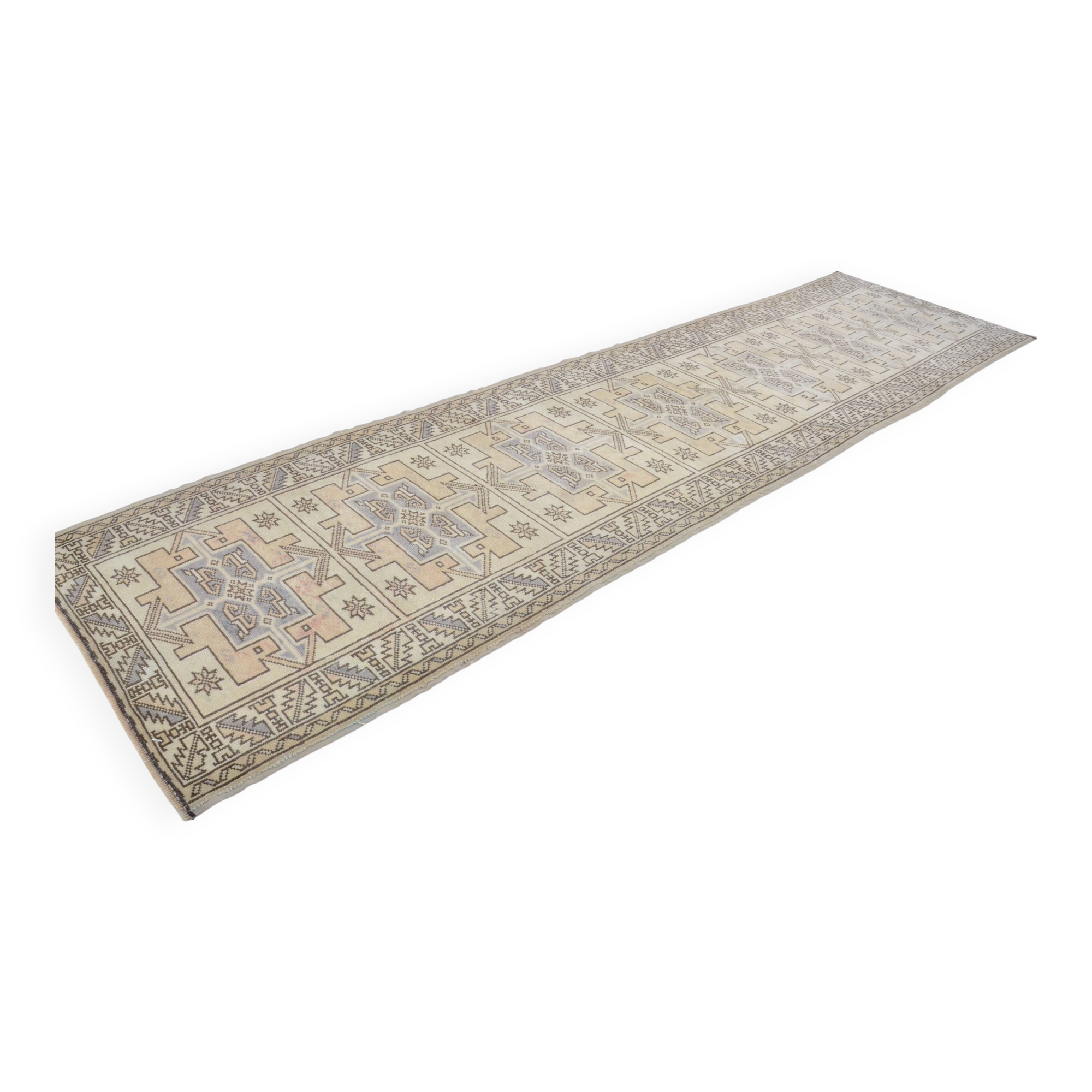 Tapis de couloir Oushak noué à la main