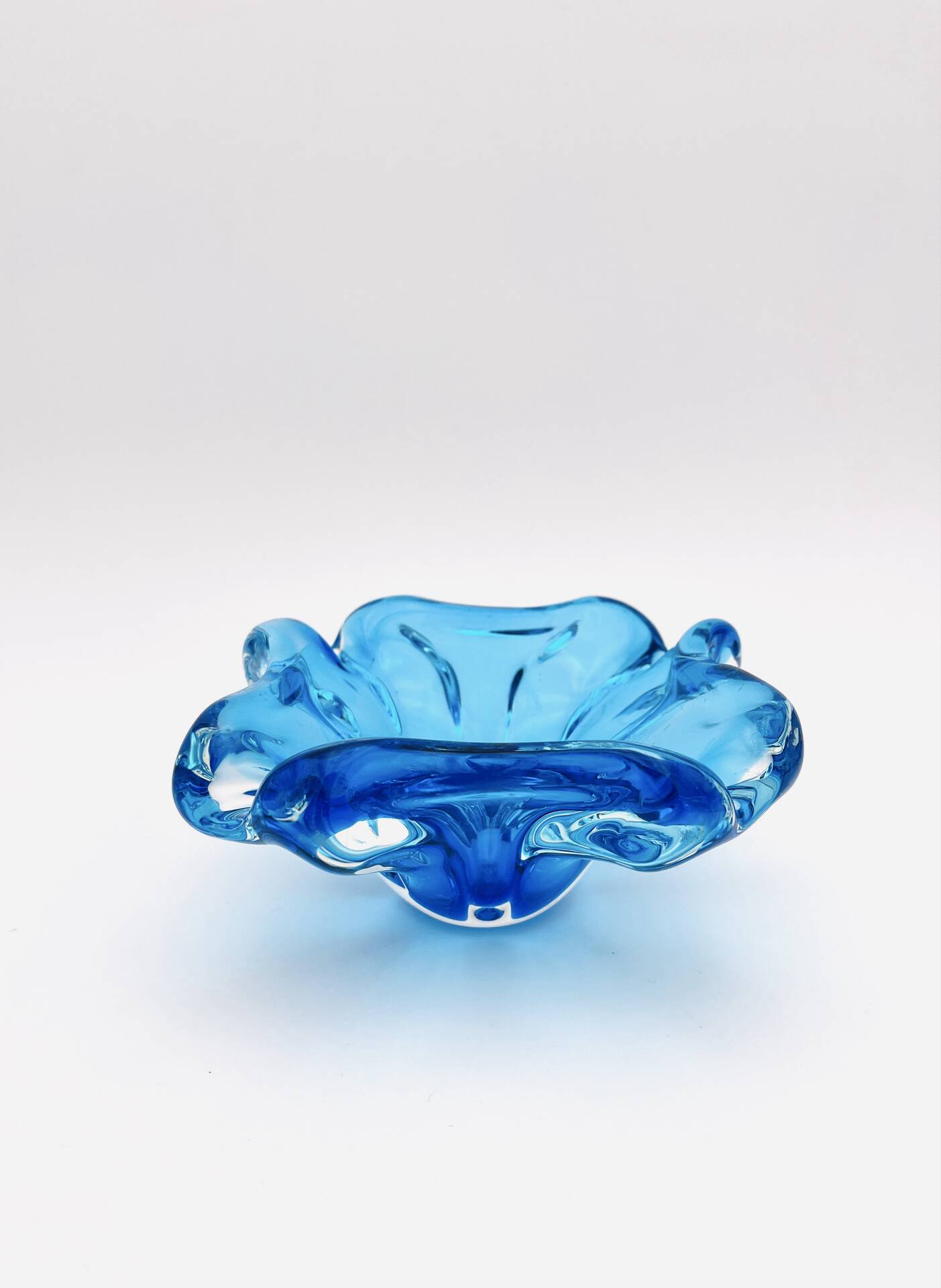 Flavio Poli Murano Crystal Sommerso Blue Turquoise Cup 17cm
