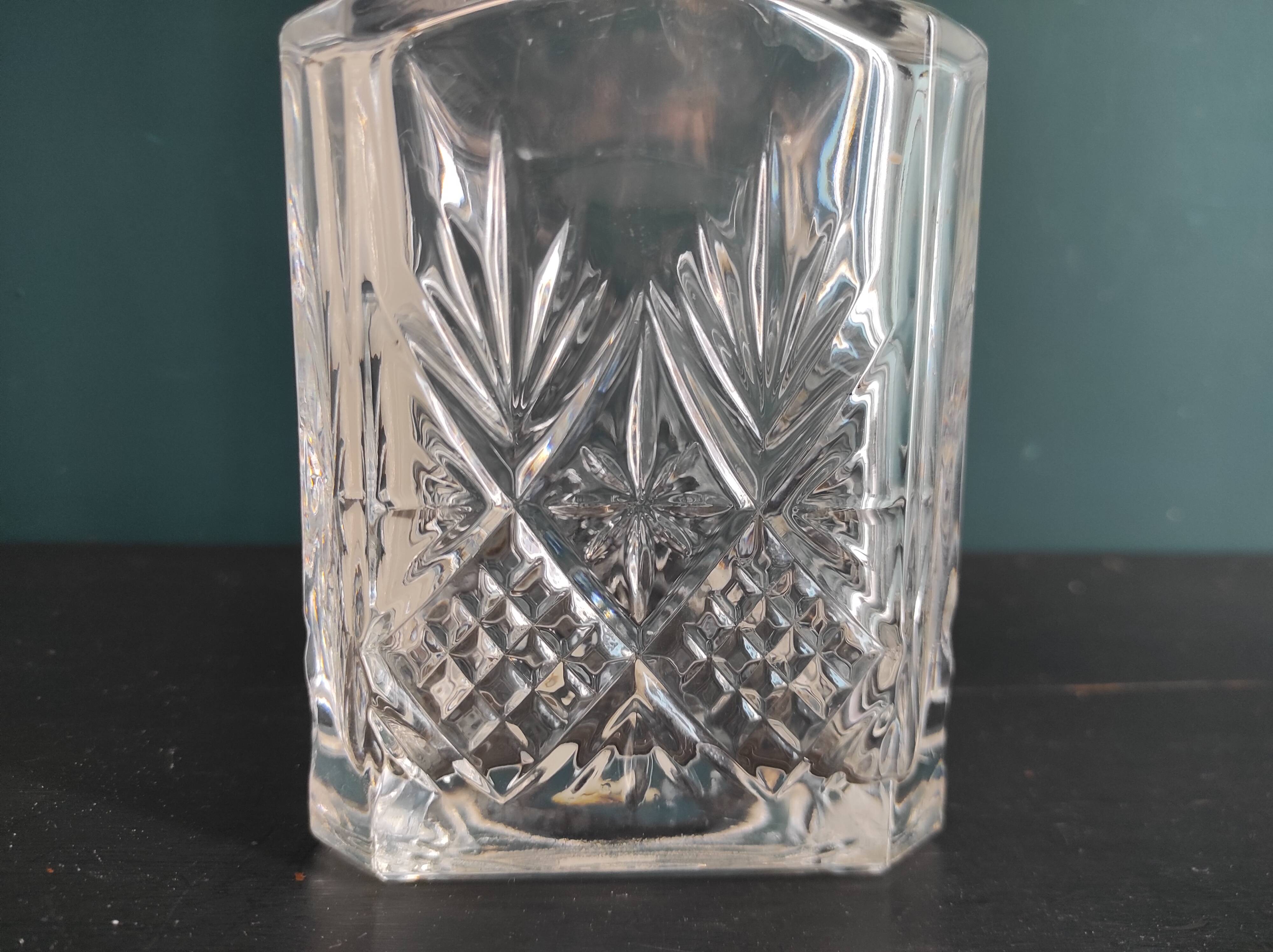 Vintage French cut glass whiskey bottle, cristal D'Arques