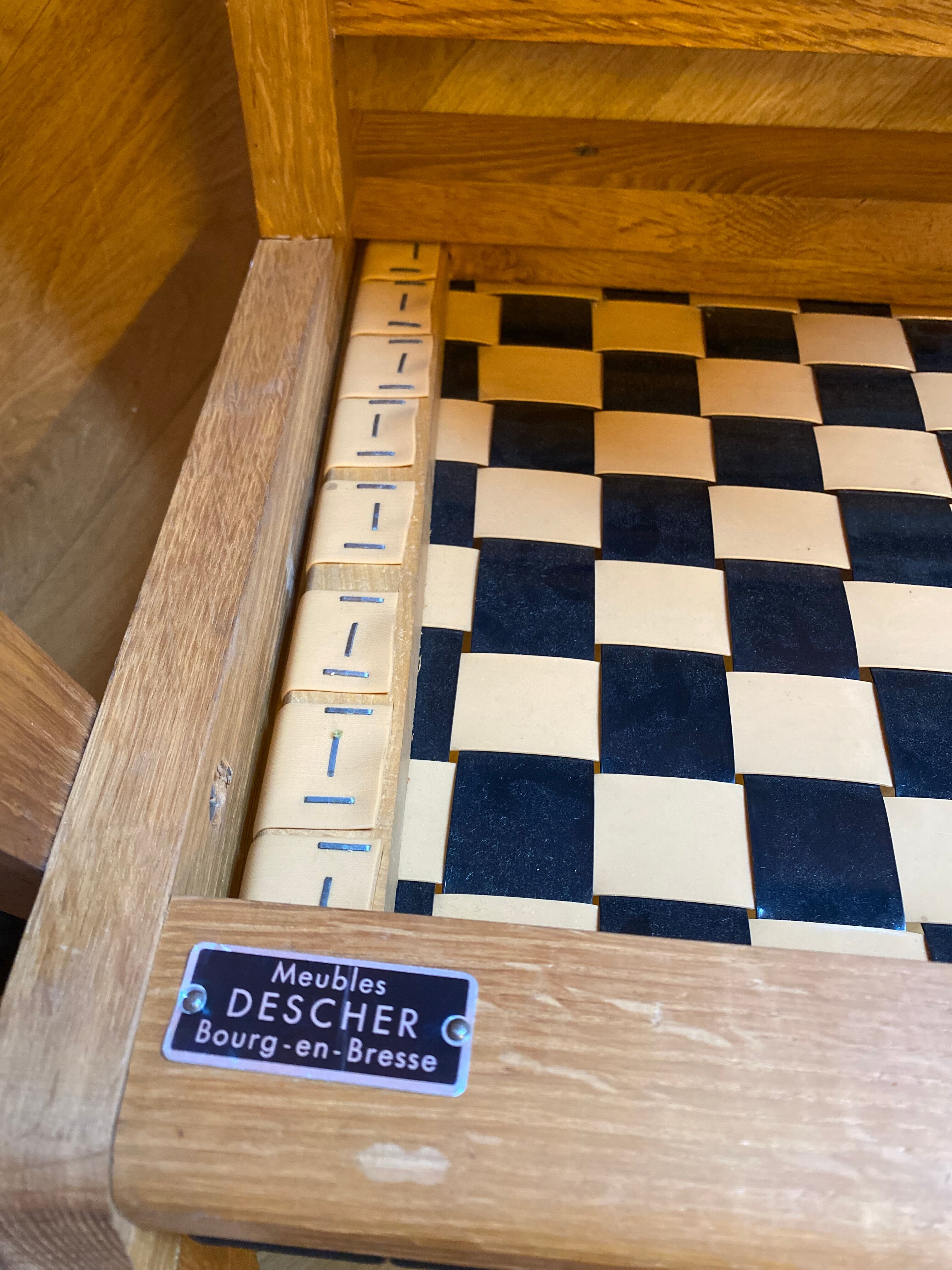 Paire de chaises des années 50 en chêne dorées.