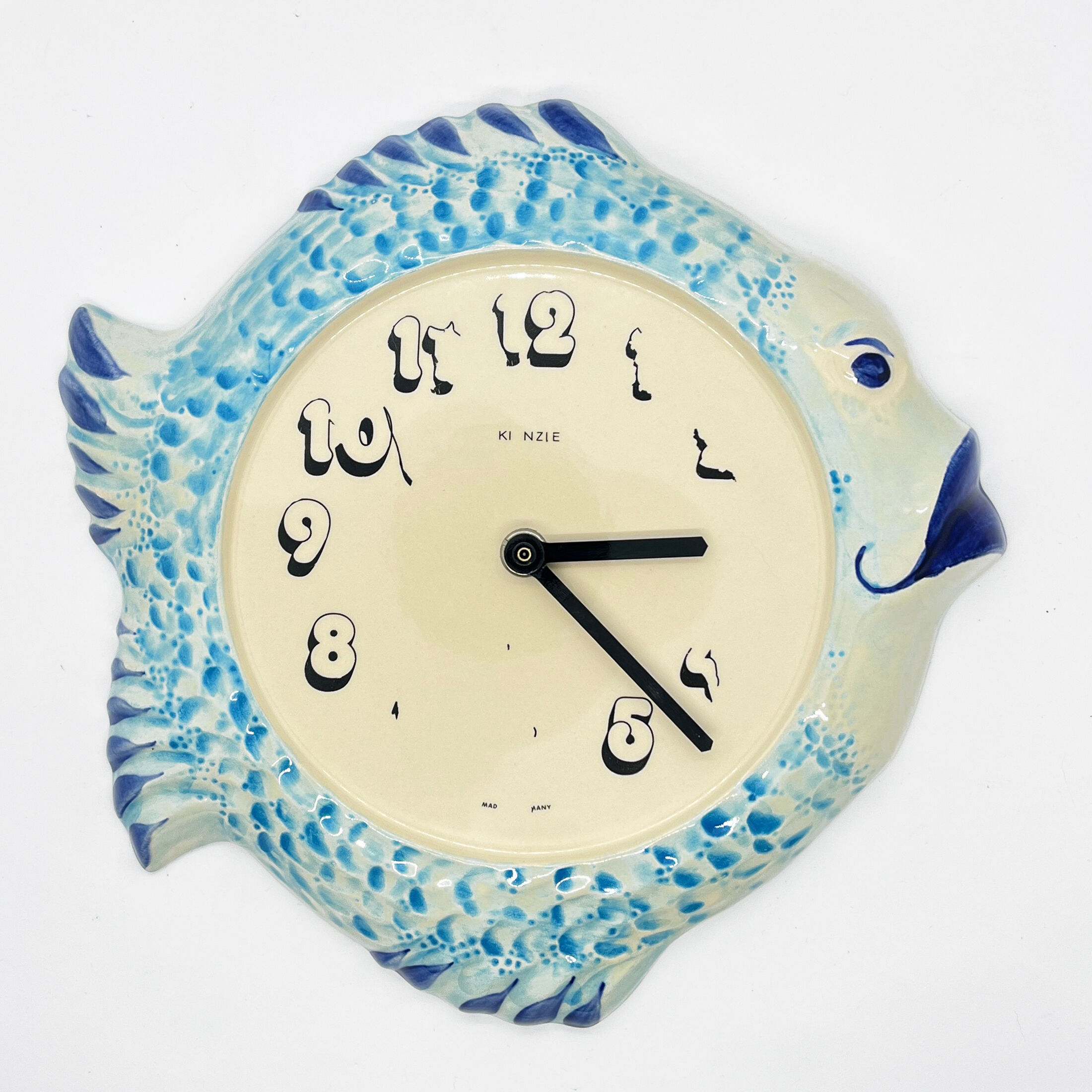 Popart fish-shaped wall clock, Kienzle, Germany, 1980s