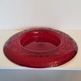 round centerpiece in engraved red glass