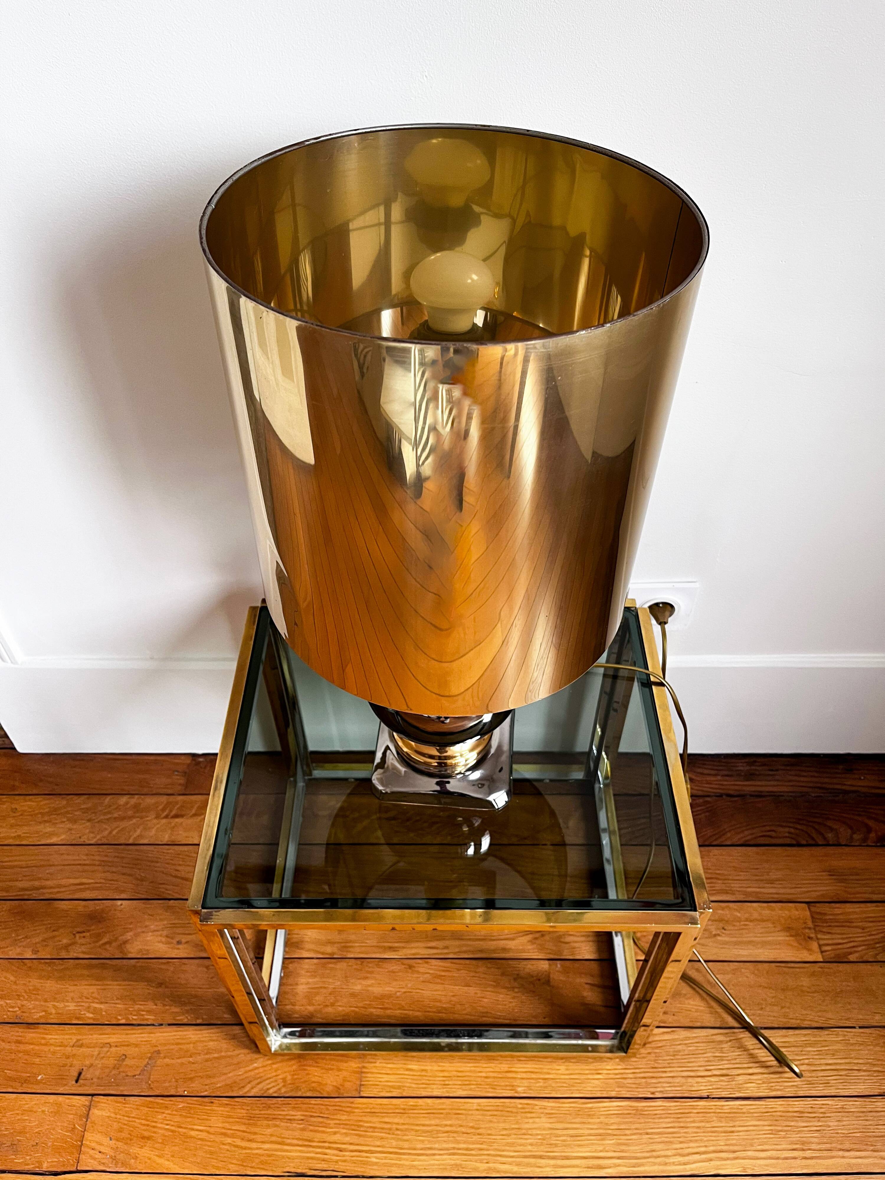 Table lamp in chrome and gold ceramic, 1970s