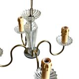 4-light chandelier in glass and gold metal