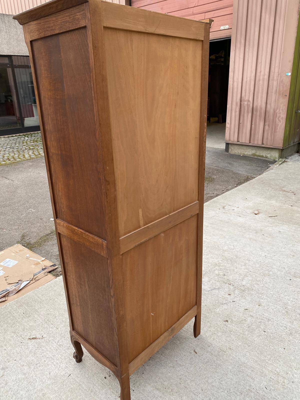 Louis XV solid oak boarding school wardrobe with rod