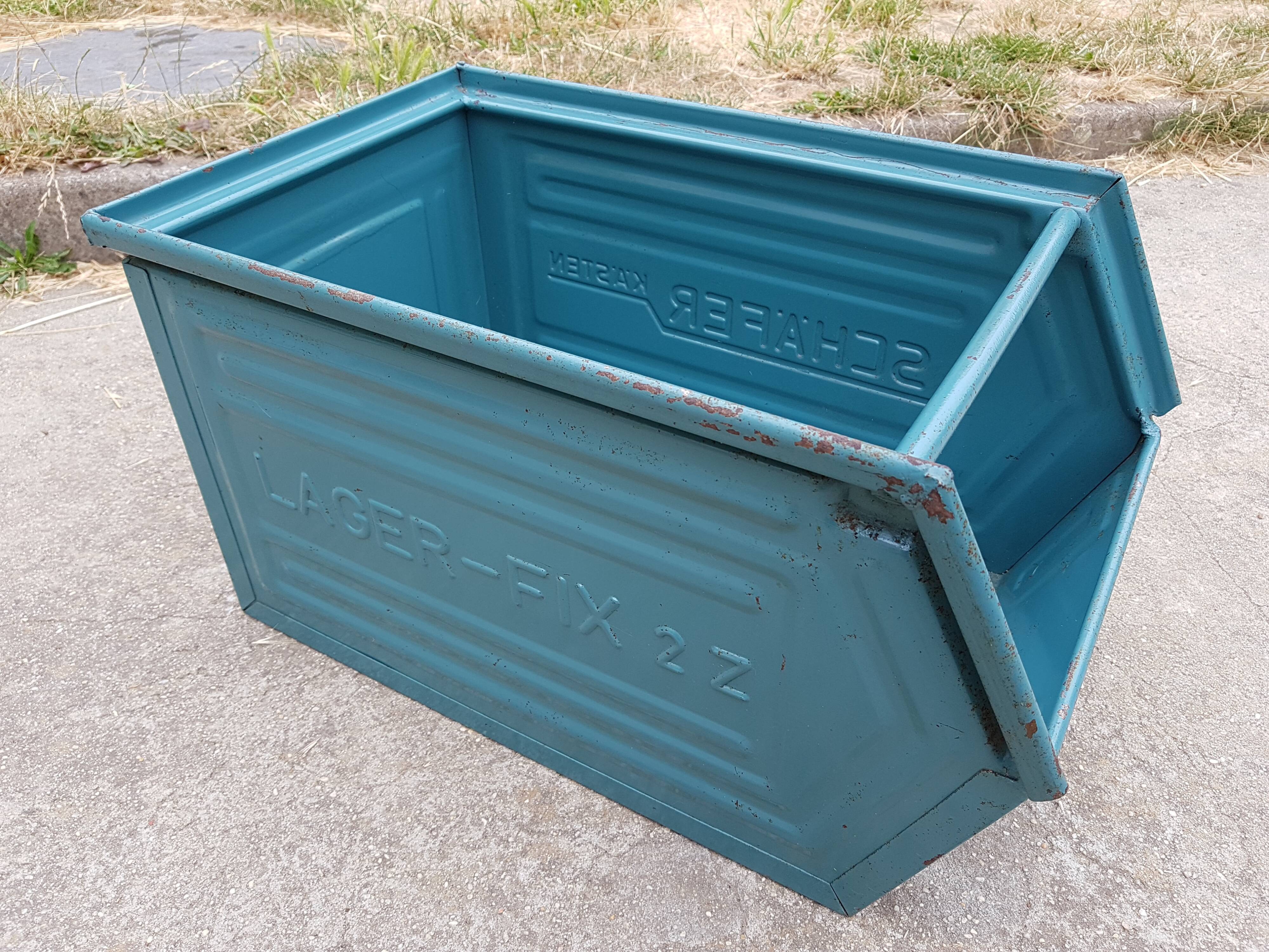 Former large schaefer tray in blue metal lagoon