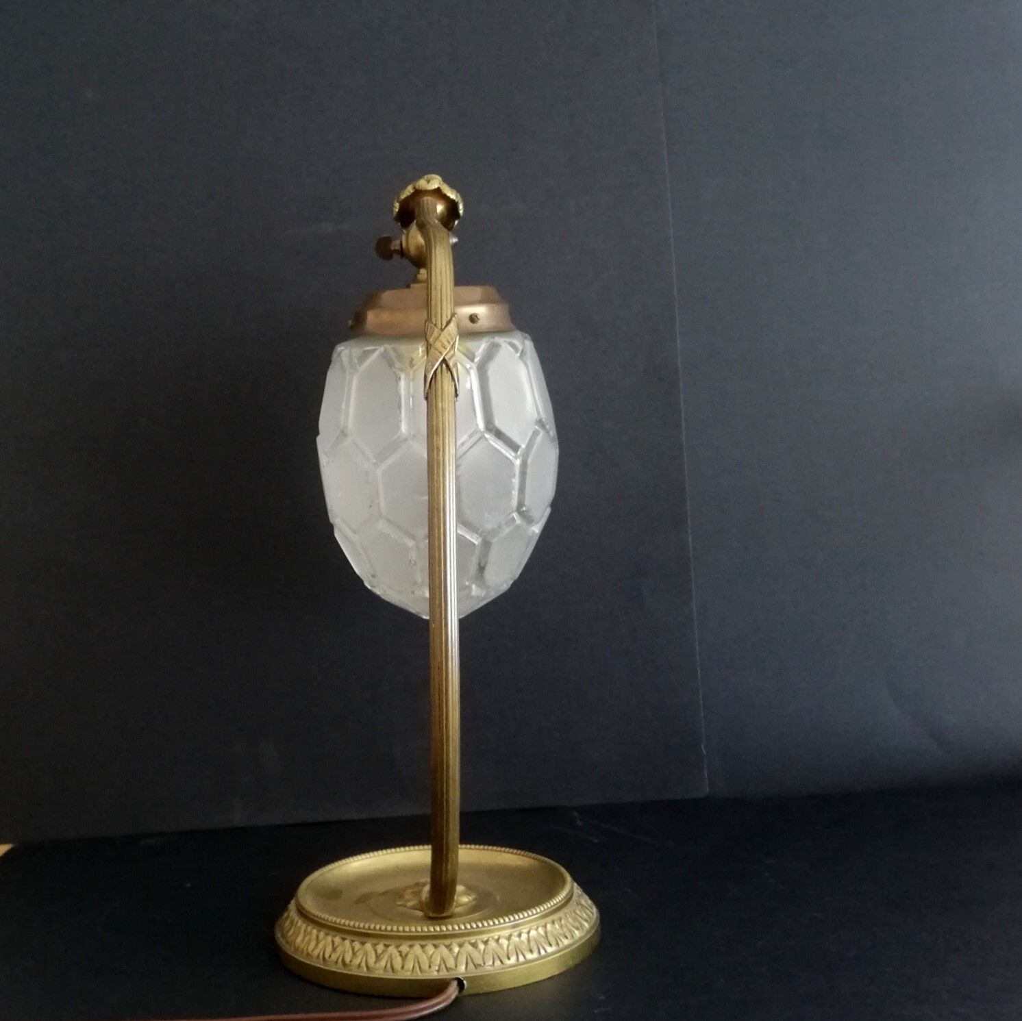 Vintage Art Nouveau French 1930s brass table lamp
